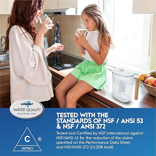 10-Cup Long-Life Water Filter Pitcher – 120-Gallon Capacity, Removes 99% Lead, PFAS, Mercury, Microplastics & More – 5X Filter Lifespan