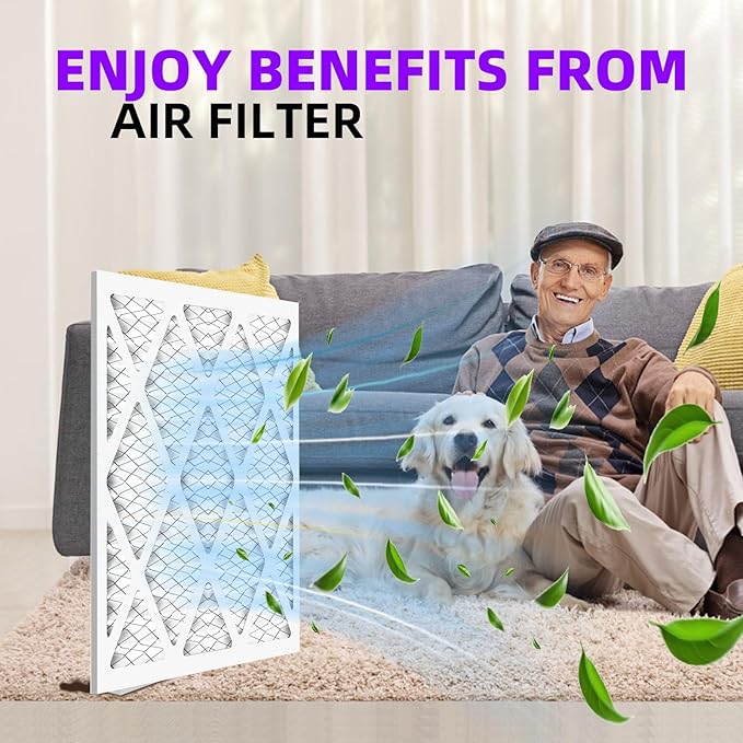 16x25x1 MERV 13 (6-Pack) Pleated Air Filter (Actual Size: 15.75"x24.75"x0.75") MPR 1900 & FPR 10, Furnace Air Filters, 16x25x1 air filter