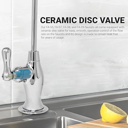 Airgap RO Faucet Reverse Osmosis Drinking Water Filtration System Water Dispenser Spout (Chrome) with Pre-Inserted Tubing and Faucet Wrench. Vase Style. NSF Certified.