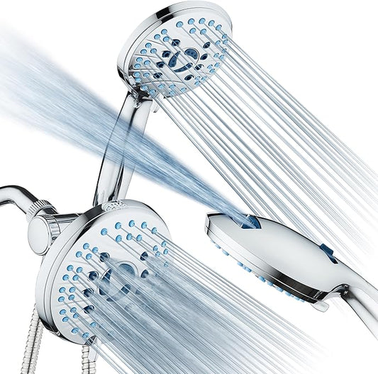 Hotel Spa AquaCare As-Seen-On-TV High Pressure Handheld & Rain 50-mode 3-way Shower Head Combo with Anti-clog Jets, 2-mode Tub & Pet Power Wash, Extra Wall Bracket, 6 ft. Hose, All Chrome Finish