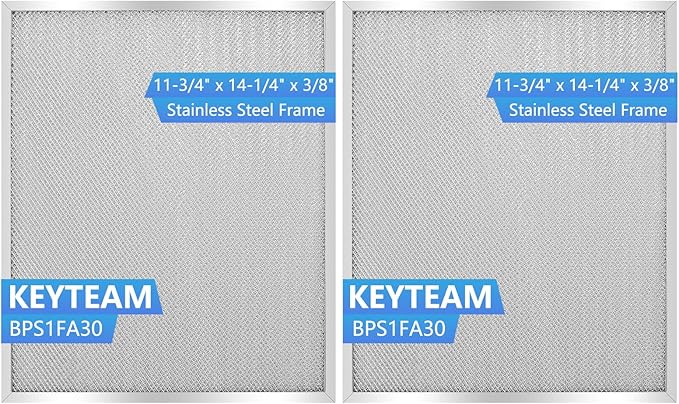 2 Pack-BPS1FA30 Range Hood Filter-11-3/4" x 14-1/4" x 3/8" -Aluminum Mesh Filter-Exact Fit Bro.an QS1 30" Nu.tone WS1 QS2 Range Hood Replaces 99010299 BPS2FA30 99010305 S99010305 AP3378953 by Keyteam