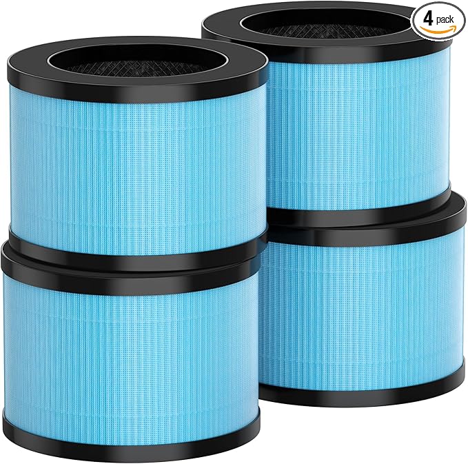 MK01 & MK06 Air Filter Replacement Compatible with Aroeve MK01, MK06, ToLife TZ-K1 and Kloudi DH-JH01 Air Purifier, Standard Version(4 Pack)