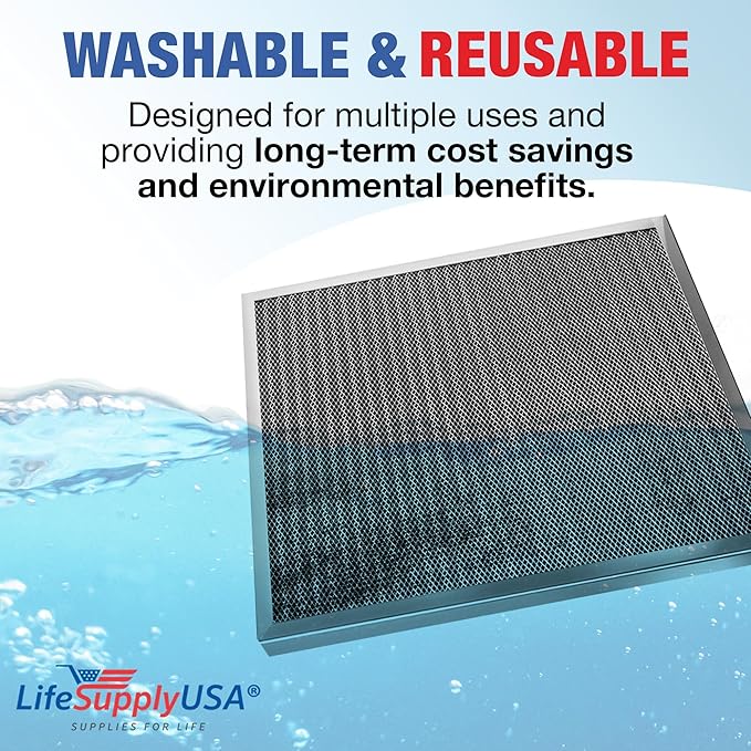 18x20x1 Electrostatic Air Filter, MERV 8, Washable, Reusable Furnace AC/HVAC Filter, Energy Saving, Easy to Clean, Long-Lasting by LifeSupplyUSA