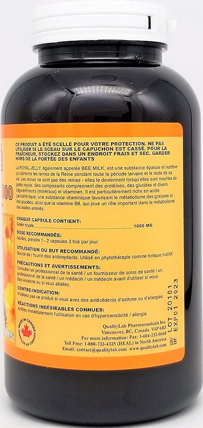 Royal Jelly 1000 mg 250 Capsules (Made in Canada)