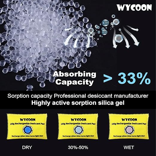 100g Rechargeable Desiccant Pack of 5, Moisture absorbers Bag, Desiccant Dehumidifier bag, Dehumidifier for Home Closets,Gun Safe, and Cars
