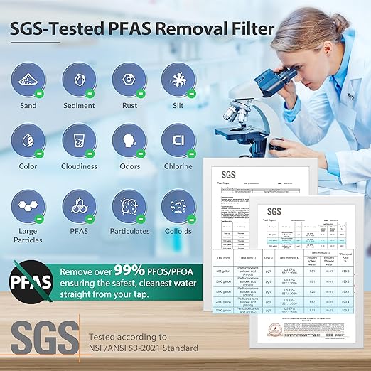 iSpring CW31-PF RV Water Filter System, SGS-Tested PFAS Removal, Reduces Chlorine, Lead, Sediment, Rust, and Odors, Leak-Free, Tankless, High Capacity, 3/4'' Lead-Free Brass Hose Quick Connectors