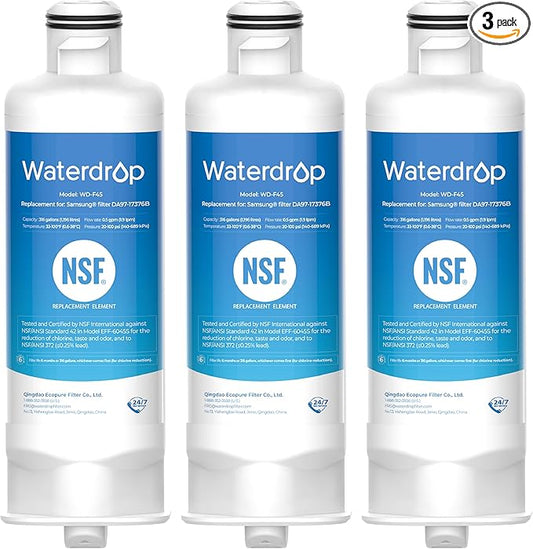 Waterdrop DA97-17376B Replacement for Samsung® HAF-QIN/EXP, DA97-08006C, RF28R7201SR, RF28R7351SG, WD-F45, Refrigerator Water Filter, 3 Filters