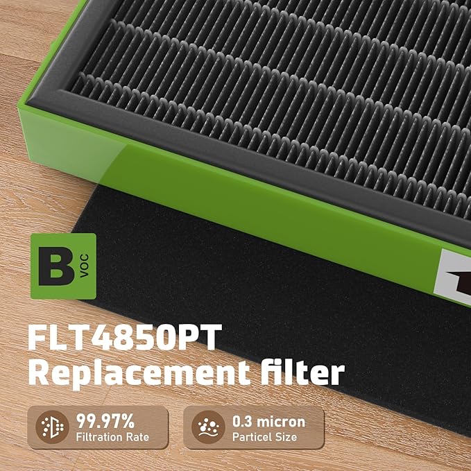 FLT4825VO Toxin Clear HEPA Replacement Compatible with AC4825 AC4300 AC4800 AC4900 AC4850, 4 True HEPA Filters & 12 Activated Carbon Pre-Filters, FLT4825VO, Black/Green
