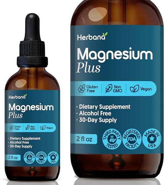 Magnesium Complex Plus 2 fl oz Liquid Drops - Advanced Magnesium Citrate, Glycinate, L-threonate with Vitamins B6, D, C Supplement - High Potency 100% Absorption - 30-Day Supply