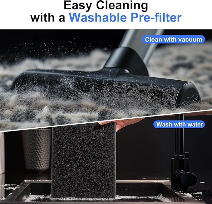 1PACK for KJ190L Washable replacement filter element, compatible with MOO-KA KJ190L Air-Purifier,High-Efficiency activated carbon 3-stage filtration PET