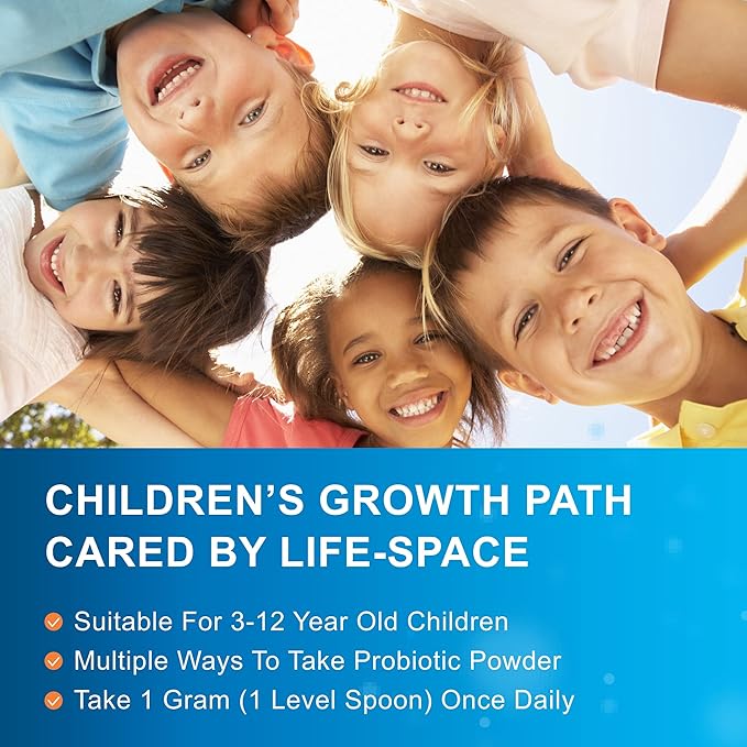 Life-Space Probiotic for Children 3-12 Years,10 Billion CFU & Multi Strain, Improve Appetite for Relieve Picky, Boost Digestive Health & Immune, Support Children's Overall Health, 60 Grams