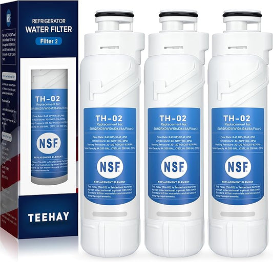 W10413645A Water Filter 2 Replacement, Compatible with Whirlpool WHR2RXD1, Whirlpool WRF757SDHV, WRF767SDHZ, WRF767SDHV, WRFC9636RZ, WRFC9636RV, WRF767SDJZ, WRF736SDAM, 3 Pack