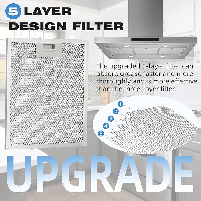 10.5x12 Inch W10169961A Range Hood Aluminum Mesh Filter Fit for Whirl-pool, Ik-ea, Kitchen-Aid, Jenn-Air Replace W10870878, W10875058, W10833076, W10169961, W11245983 by Fetechmate 3 Pack