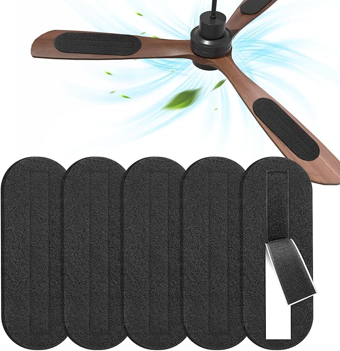 2025 Upgrade Ceiling Fan Filters for Blades 5pcs Easy-Stick Strong Fixity Activated Coconut Carbon Fan Filter. transform your fan into a powerful air purifier, cat litter box fresh filter, black