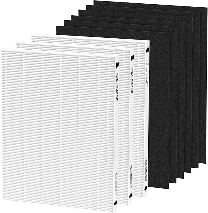 3 Packs Replacement Filters Compatible with Fellowes AeraMax 290 300 DX95 Air Cleaner Purifier, Part# 9287201 with 6 pcs Activated Carbon Filters