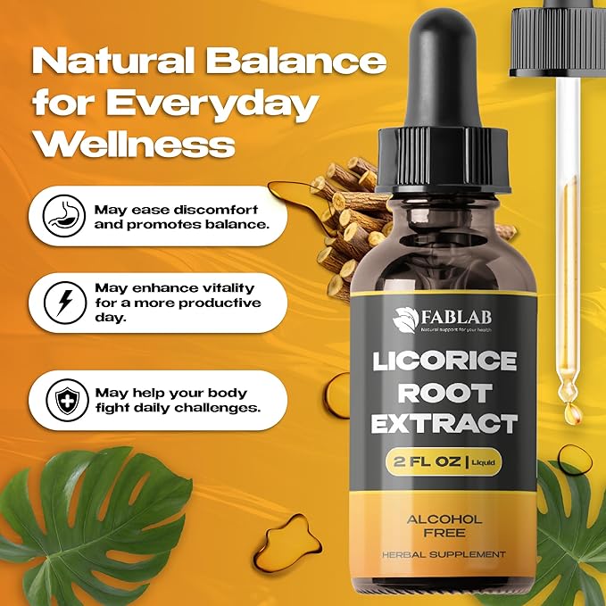FabLab Licorice Root Extract - Herbal Immune Support- Glycyrrhiza Glabra Supplement for Digestion Restore Respiratory Health Fatigue -Non-GMO (2)