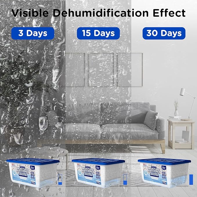W&E Choice Moisture Absorbers, Portable Humidity Absorber Boxes for Your Bathroom, Closet & Car, Dehumidifier with Fragrance Free, 12 Pack