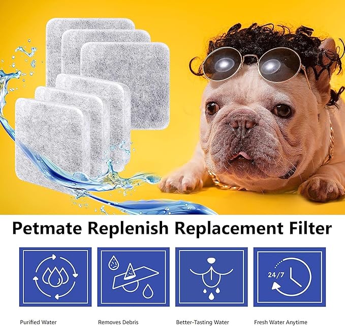 24 Pack Dog Water Fountain Filters, Pet Water Filter Replacement Compatible with Petmate Replendish Mason Pet Water Fountains, Car Drinking Filter for Gravity Waterer Bowls Dispenser