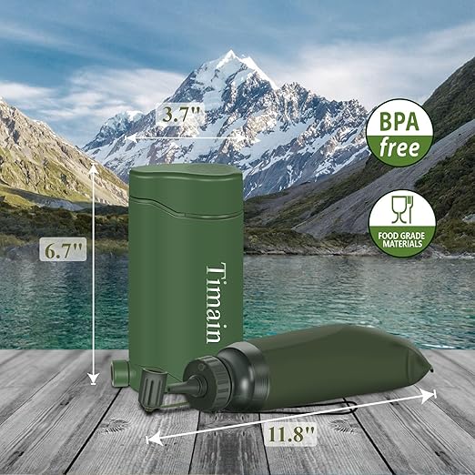 Timain Outdoor Portable Water Filter Pump,Water Filtration Systems,Perfect for Travel,Camping, Hiking,Fishing,Hunting,Emergency Preparedness