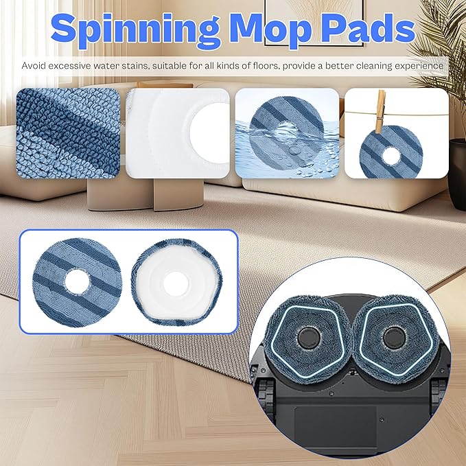 X10 Pro Omni Accessories fit for Eufy X10 Pro Omni Robot Vacuum, include 6 Dust-Bags, 4 Side Brushes, 4 Mop Pads, 2 Main Roller Brushes, 4 Filters, 1 Cleaning Brush LUXRILIX