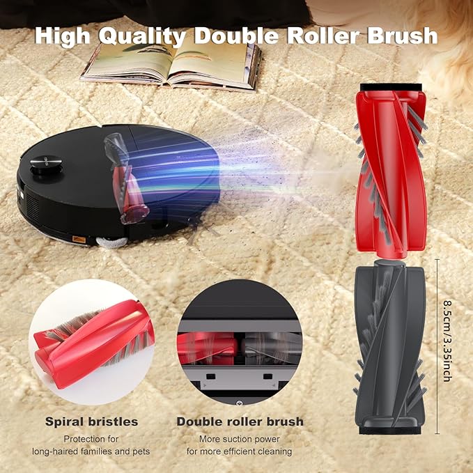 Yivy 30 PCS Replacement Parts Kit Compatible with Roborock Saros 10/G30 - Accessory Set with 2 Roller Brushes, 6 Side Brushes, 4 Filters, 4+4 Mop Pads, 6 Dust Bags, 1Self-Cleaning Brush