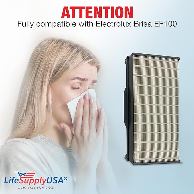 LifeSupplyUSA True HEPA Filter Replacement Compatible with Electrolux Brisa EF100 Air Purifier