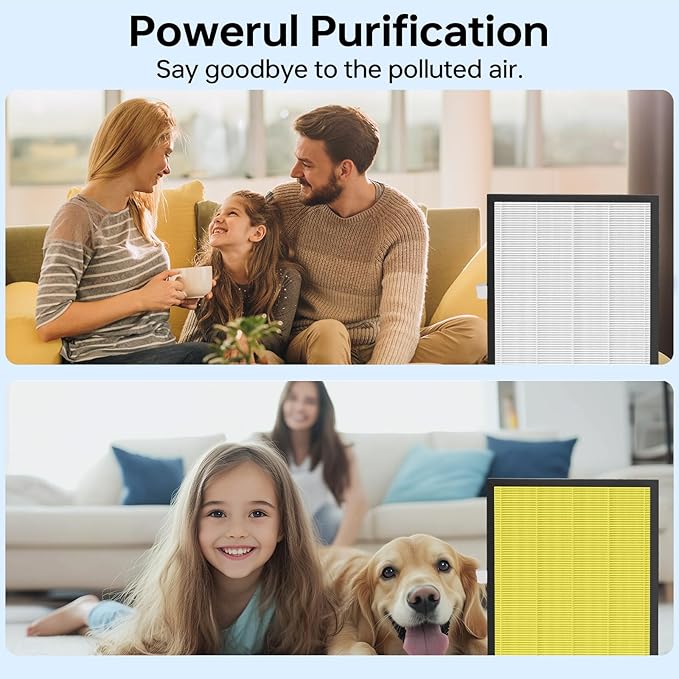 2 Pack KJ217 Replacement Filter,Compatible with MOOKA KJ217 Pet Air Purifier,Suitable for Large Room with 2500 Ft², 2 Filters for Pet-raising family,White