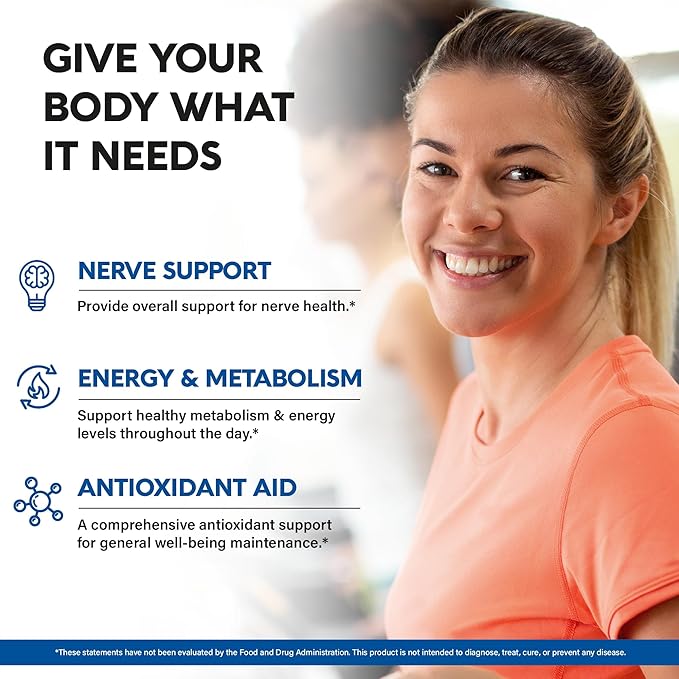 Alpha Lipoic Acid 600mg - ALA Supplement Antioxidant for Nerve, Energy & Metabolism Support - Extra Strength with Benfotiamine, B1 & B12 - Lab Tested, Non-GMO & Vegan - 120 Capsules, 2 Month Supply