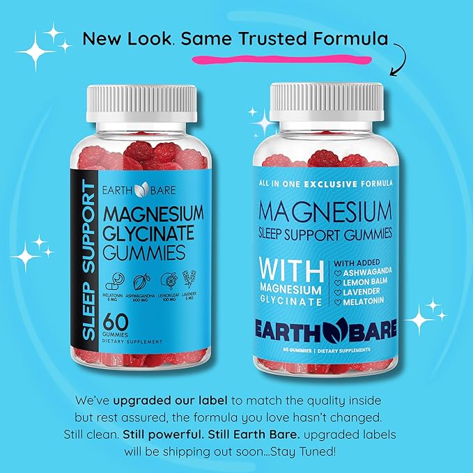 Sleep Gummies with Magnesium Glycinate, Melatonin, Ashwagandha, and Lavender – Extra Strength Sleep Support Gummies, Magnesium and Melatonin Supplement, 120 Count, 2 Month Supply
