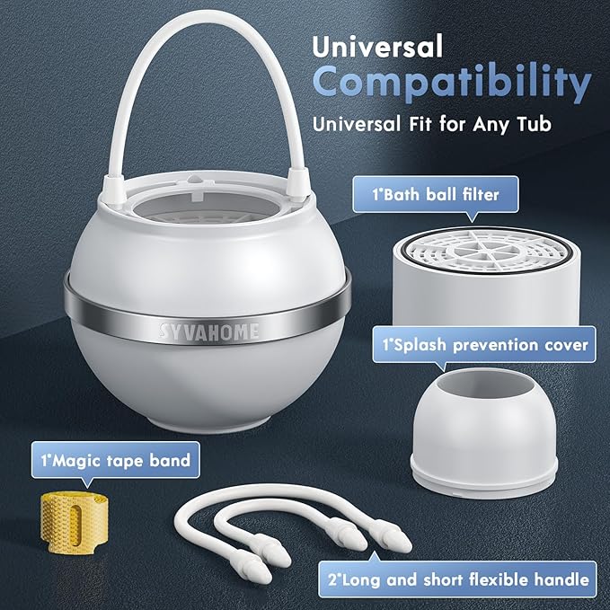 Bath Filter for tub Bathtub Water Filter for tub Faucet - Ball Baby Hard Water Softener for Bathroom Pure Filters Remove Chlorine Chemicals Contaminants 8 Stages Carbon Purifier for Kids Skin Eczema