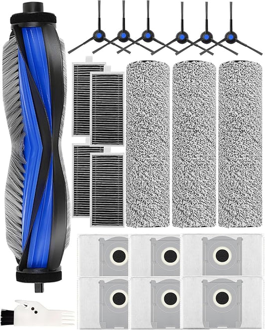 21Pcs Spare Accessories Compatible with ECOVACS DEEBOT X8 PRO OMNI/S14 PLUS Robot Vacuum Mop Replacement Parts with 6 Dust Bags, 4 HEPA Filters, 6 Side Brushes,3 Roller Mops,1 Main Brush,1 Brush