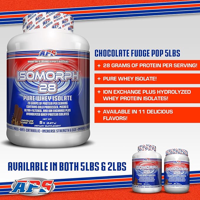 APS Nutrition Isomorph 28 Protein Powder | Pure Whey Isolate | Cold Pressed, Ultra- Filtered, & Ion Exchange Isolates | 28g Protein | 5 Pound (Chocolate Fudge Pop)