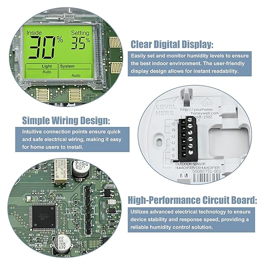 H6062A1000 Digital Humidistat/Dehumidistat Compatible with Honeywell H6062A1000 HumidiPro, Smart LCD Display Digital Humidity Control for Home and Indoor Use, OEM Quality Replacement H6062A1000/U