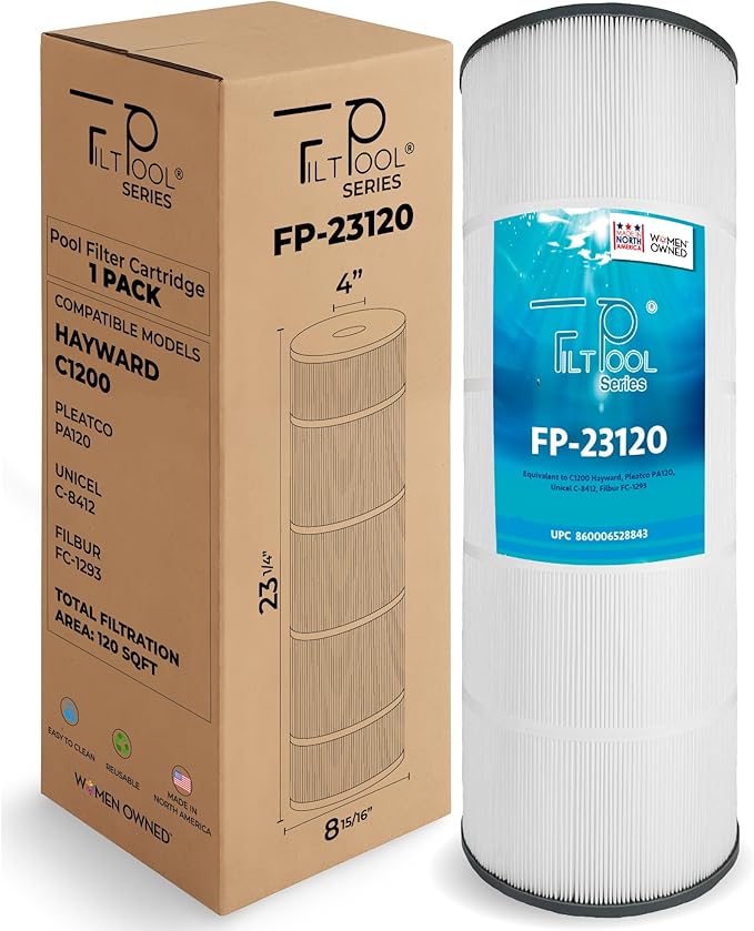 FP-23120 - Pool Filter Cartridge Replacement for Hayward C1200, Unicel C-8412, Filbur FC-1293 and PA120 Systems - Swimming Pool Cartridge Filter - Clean Water Filtration - 1 PC, 120 SQFT