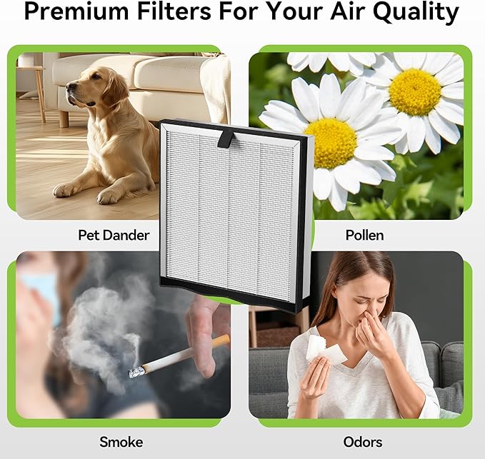 JF239 Replacement Filter Compatible with JF239/JF268 Air Purifier, 3-in-1 High Efficiency H13 True HEPA Activated Carbon Filter 2Pack