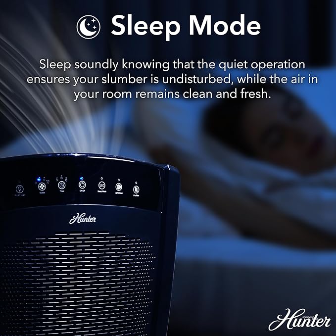 Hunter HP800 Air Purifiers for Home Large Room and Bedroom. True HEPA Air Purifier for Pets, Odors, Allergens, Smoke, Dust, VOC's. Value Bundle w/Extra Filter. Cleans 2585 Ft² per hour. Graphite