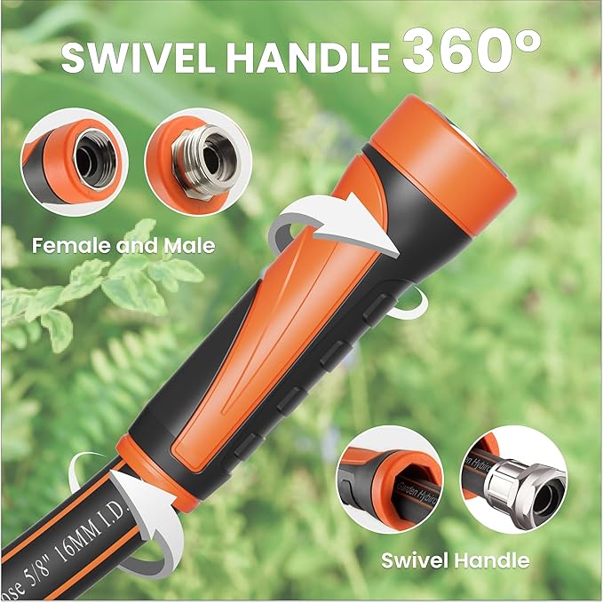 Giraffe Tools Garden Leader Hose 3ft x 5/8", Short Water Hose Heavy Duty, Flexible, Lightweight Hybrid Hose with Swivel Handle, Male to Female Fittings, Burst 600 PSI