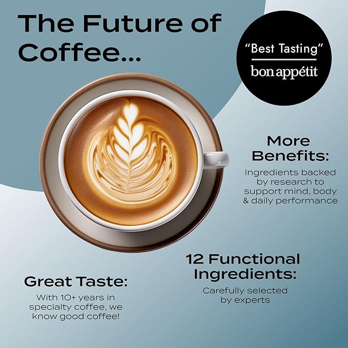 Atlas+ Coffee Superblend– Instant Mushroom Coffee with Lion’s Mane, Reishi, Cordyceps, Ashwagandha, Probiotics, Vitamin D3 & B12– for Energy, Focus, Immunity & Gut Health– 56 Servings (2 Bags)