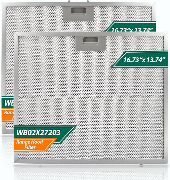 2 PCS WB02X27203 Range Hood Grease Filter Compatible with GE Range Hood JVX5360DJ1BB JVX5360DJ1WW JVX5360SJ1SS JVX5365SJ1SS JVX5365SJ2SS