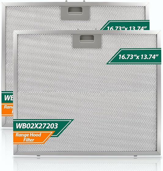 2 PCS WB02X27203 Range Hood Grease Filter Compatible with GE Range Hood JVX5360DJ1BB JVX5360DJ1WW JVX5360SJ1SS JVX5365SJ1SS JVX5365SJ2SS