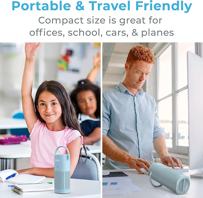 Pure Enrichment® PureZone™ Mini Portable Air Purifier - Cordless True HEPA Filter Cleans Air & Eliminates 99.97% of Dust, Odors, & Allergens Close to You - Cars, School, & Office (Starlight Blue)