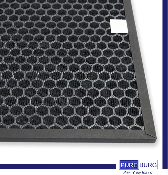 PUREBURG Replacement Filter Compatible with Sharp FP-F60UW FP-F60U-W Air Purifier # FZ-F60HFU FZ-F60DFU, H13 HEPA + Activated Carbon Filter Air Clean VOCs