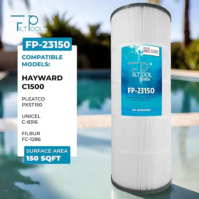FP-23150 - Pool Filter Replacement for Hayward C1500, Unicel C-8316, Filbur FC-1286 & PXST150 Filter Systems - Swimming Pool Cartridge Filter - 1 PC, 150 SQFT