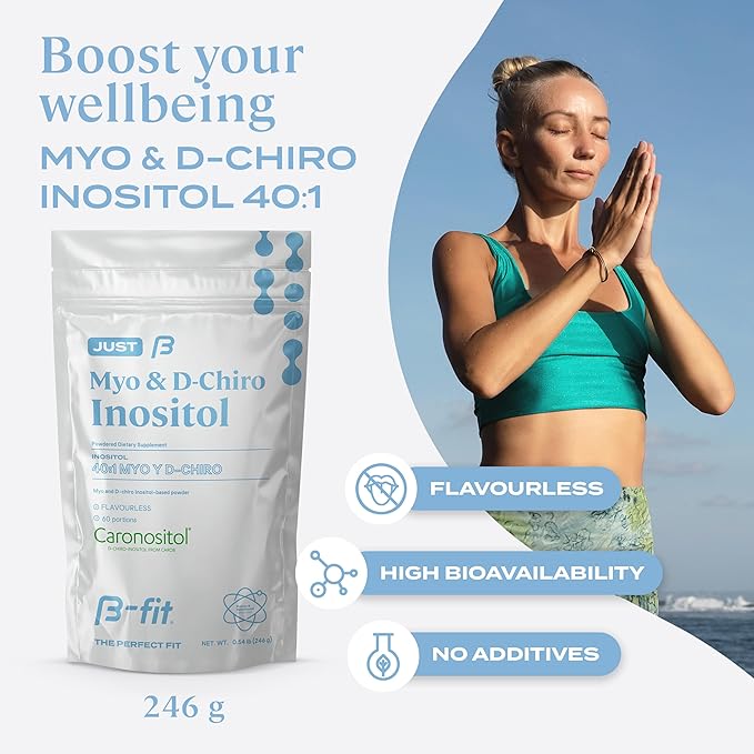 Just Inositol - Myo-inositol & D-Chiro Inositol Supplement 40:1 Formula - 2 Month Supply 60 Servings - No Additives - Inositol Powder - Vitamins for Women