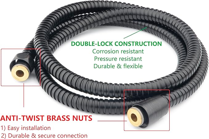 Anti-Clog High Pressure Large Oil Rubbed Bronze Dual Shower Head 5-inch 5-Settings Shower Head with Handheld Spray Combo + 5 Foot Stainless Steel Shower Hose w/ BRASS connectors