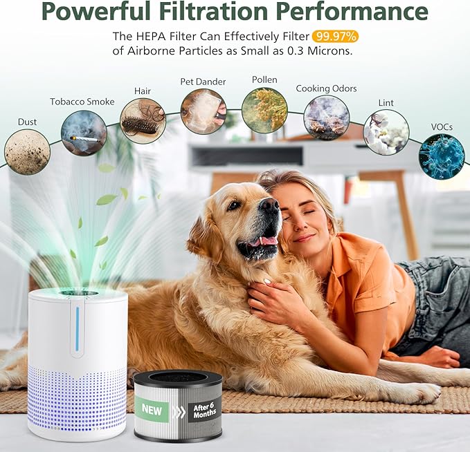 M01 Replacement Filter Only Compatible with MOOKA M01 Air Purifier, 3-in-1 Pre-Filter, HEPA Filter, High-Efficiency Activated Carbon Filter Filtration System, 2 Pack