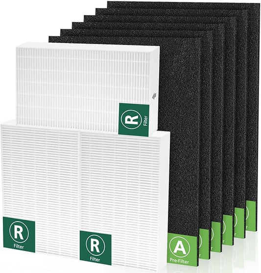 HPA300 Replacement filters for Honeywell HPA300 HPA200 HPA100 HPA304 HPA5300 HPA8350 HPA300VP,Part HRF-R3 HRF-R2 and HRF-R1 (3 Pack True HEPA Filters R + 6 Pack Activated Carbon Pre-Filters