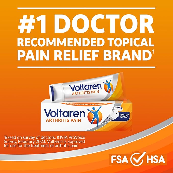 Voltaren Arthritis Pain Gel for Powerful Topical Arthritis Pain Relief with Diclofenac - NEW Easy Open Cap - 100 g Tube And 20 g Travel Size Tube