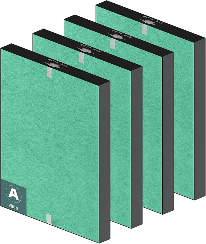 4 Pack 115115 HEPA Toxin Absorber Replacement Filter A for Winix PlasmaWave Air Purifier C535 5300 5300-2 6300 6300-2 P300 AM90 9000 5000 5000B C909 9800, H13 True HEPA Size 21 Filter, Green