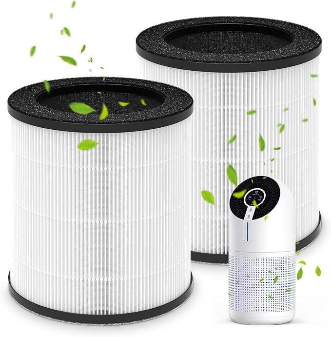 M02 Replacement Filter Only Compatible with MOOKA M02 Air Purifier, 3-in-1 Pre-Filter, HEPA, High-Efficiency Activated Carbon Filter Filtration System, 2 Pack